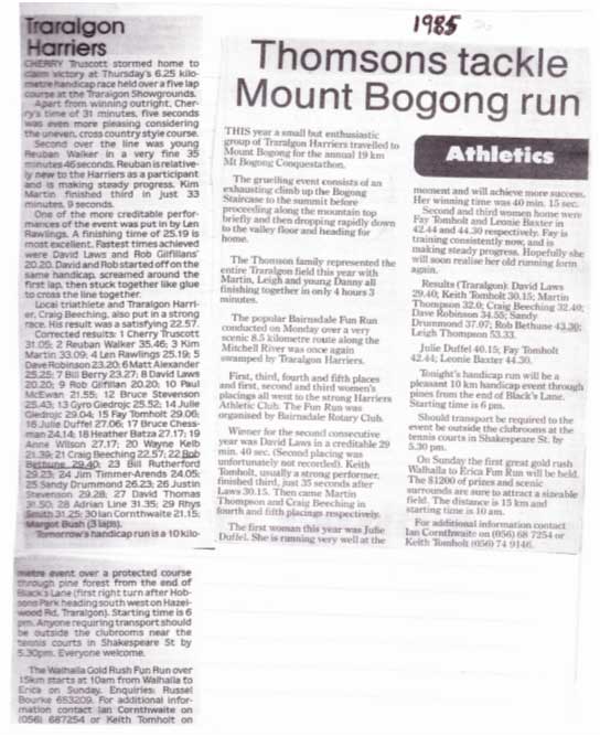 1985 Harriers tackle Mount Bogong