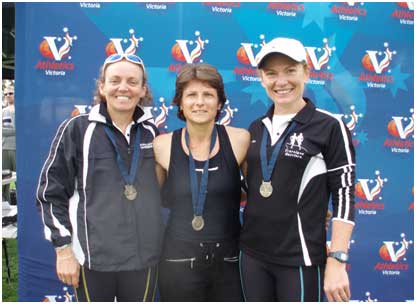 Pictured from left to right Deb Piercy, Carmel Quirk and Lisa Luckie Athletics Victoria (AV)