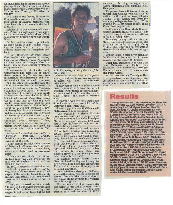 Race won after 6 second place attempts – Ian Cornthwaite, The Express, Thursday 29th June 2000