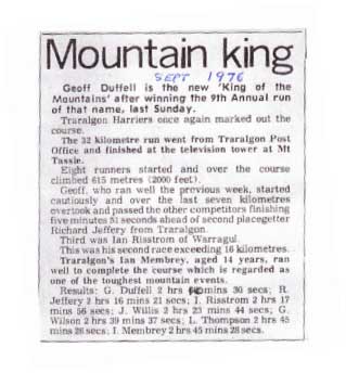 Traralgon Harriers Mt Tassie Foot Race, September, 1976