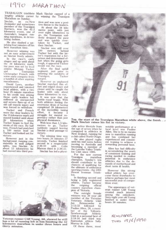 Traralgon Marathon, 19th June 1990, Mark Sinclair